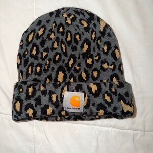 Black leopard print Carhartt beanie